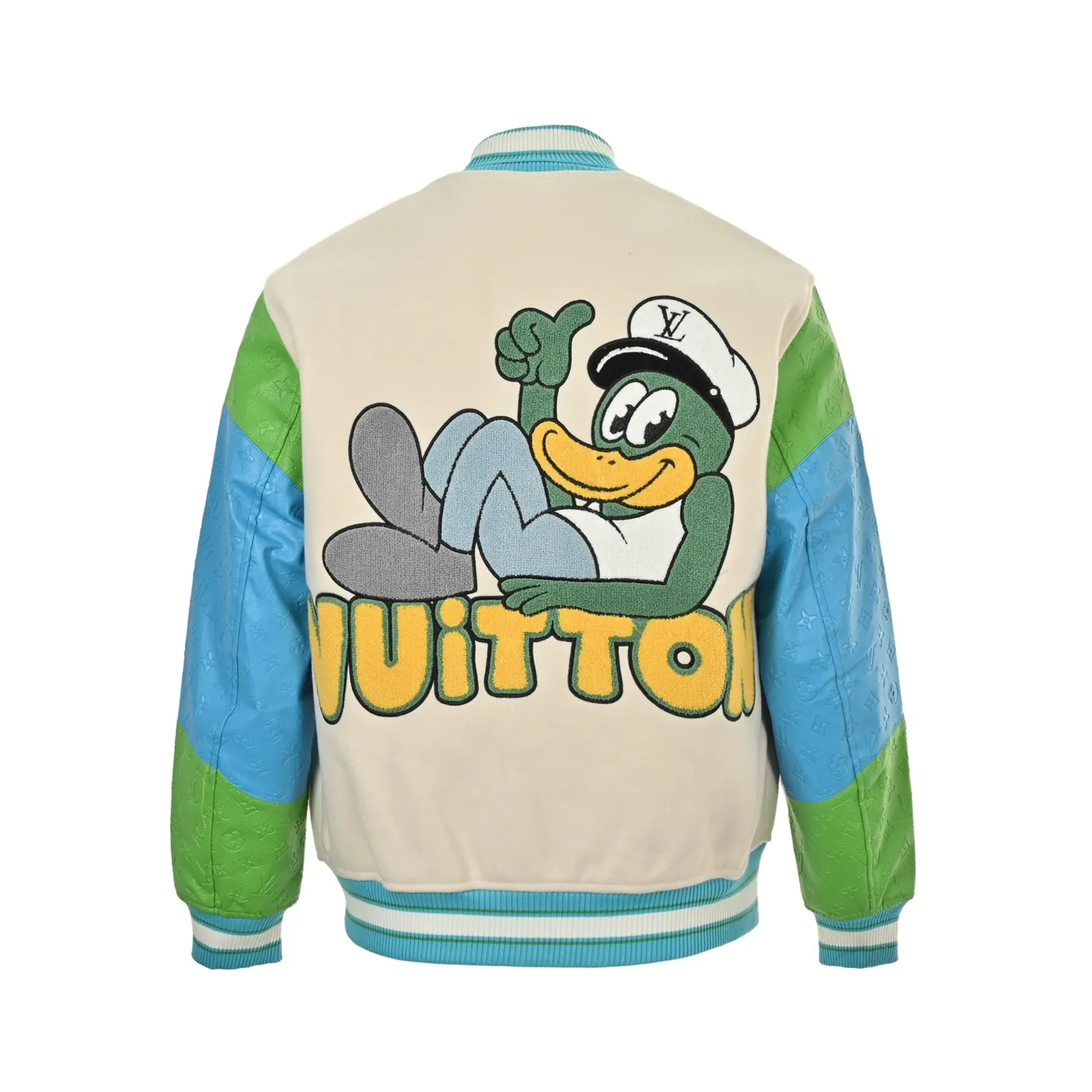 Louis Vuitton/Louis Vuitton duck towel embroidered sleeves old flower embossed baseball jacket